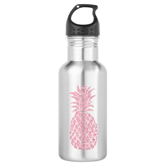 Pink-Glitzer-Look Ananas Trinkflasche (Vorderseite)