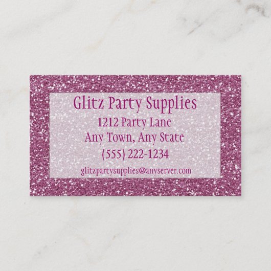Pink Glitzer Look Business Card individuell anpass Visitenkarte (Vorderseite)