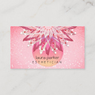 Pink Glitzer Lotus Blume Beautician Kosmetologe Visitenkarte