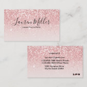 Pink Glitzer LPN Krankenversicherungskarte Visitenkarte (Vorne/Hinten)