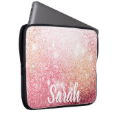 Pink Glitzer Luxus Design Laptopschutzhülle (Vorne Rechts)