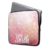Pink Glitzer Luxus Design Laptopschutzhülle (Vorderseite Links)