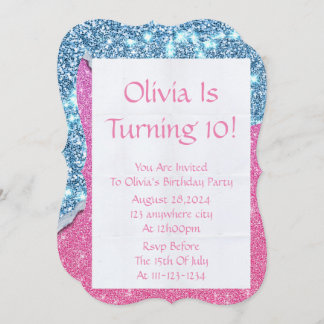 PINK GLITZER MÄDCHEN EINLADUNG