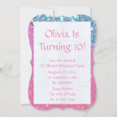 PINK GLITZER MÄDCHEN EINLADUNG (Vorderseite)