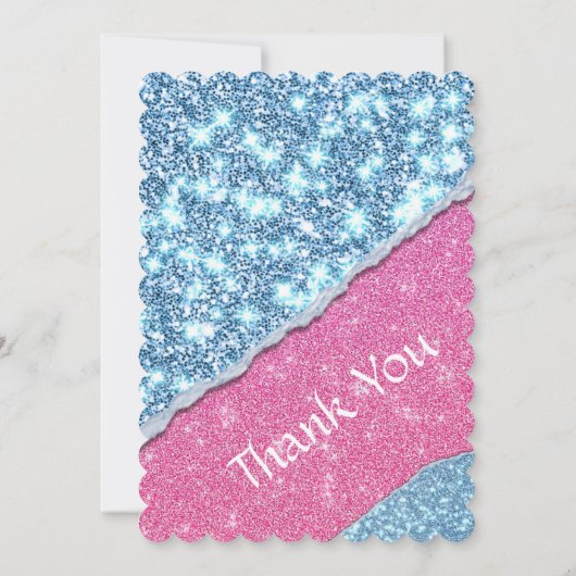 PINK GLITZER MÄDCHEN EINLADUNG (Rückseite)