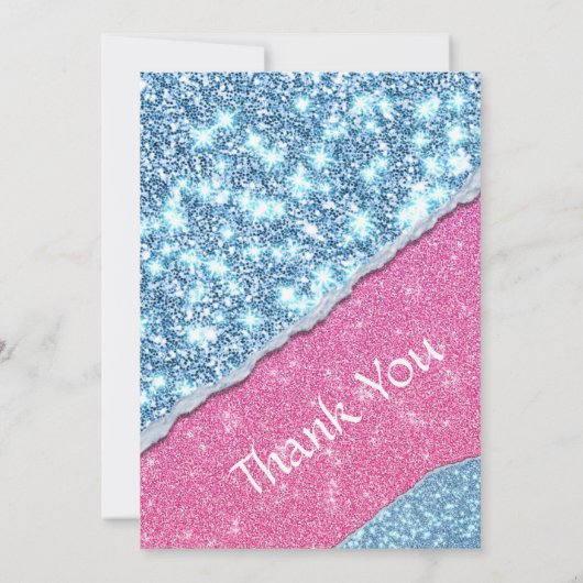 PINK GLITZER MÄDCHEN EINLADUNG (Rückseite)