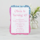 PINK GLITZER MÄDCHEN SAVE THE DATE (Stehend Vorderseite)