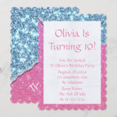 PINK GLITZER MÄDCHEN SAVE THE DATE (Vorne/Hinten)