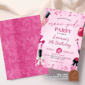 Pink Glitzer Mani-Pedi Geburtstagsparty Einladung