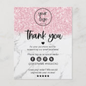 Pink Glitzer Marmor Business Vielen Dank für Ihre (Vorderseite)