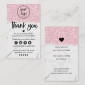 Pink Glitzer Marmor Business Vielen Dank für Ihre Visitenkarte (Vorne/Hinten)