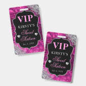 Pink Glitzer Mermaid Letters 16 . Geburtstag VIP Ausweis (Vorder- & Rückseite)