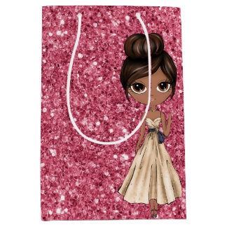 PINK-GLITZER MITTLERE GESCHENKTÜTE