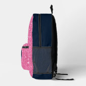 Pink Glitzer Modern Monogram Name Custom Bedruckter Rucksack (Rechts)