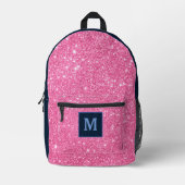 Pink Glitzer Modern Monogram Name Custom Bedruckter Rucksack (Vorderseite)