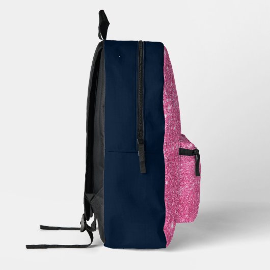 Pink Glitzer Modern Monogram Name Custom Bedruckter Rucksack (Links)