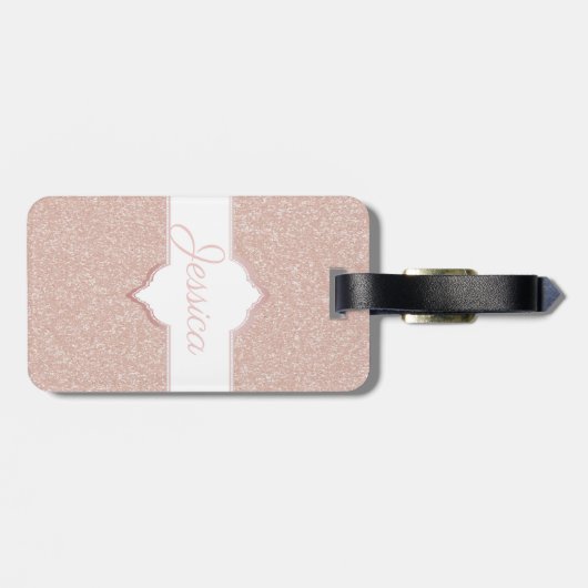 Pink Glitzer Monogram Gepäckanhänger (Rückseite horizontal)