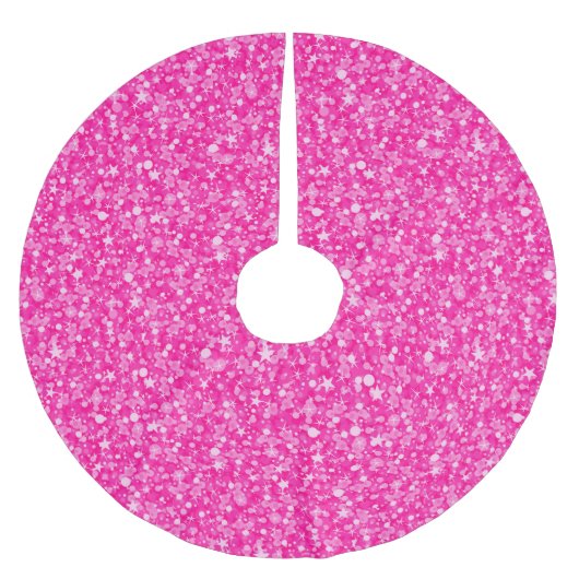 Pink-Glitzer-Muster Polyester Weihnachtsbaumdecke (Vorderseite)