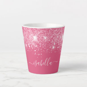 Pink Glitzer Namensskript stylish mädchenhaft Milchtasse
