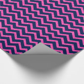 Pink Glitzer & Navy Blue Zickzack Zigzag Muster Geschenkpapier (Ecke)