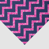 Pink Glitzer & Navy Blue Zickzack Zigzag Muster Seidenpapier (Ausschnitt)