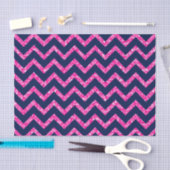 Pink Glitzer & Navy Blue Zickzack Zigzag Muster Seidenpapier (Handwerk)