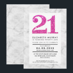 PINK GLITZER NUMBER 21 21st INVITE Einfacher Marmo Einladung<br><div class="desc">*** HINWEIS - DER PINK GLITZER EFFECT IST EIN DRUCKENDES BILD *** Ein trendiges Einladungs-Design für Ihren Geburtstag für jedes Alter - kontaktieren Sie mich, um den Glitzer-Typ für Sie zu ändern! Als Vorlage können Sie ganz einfach Ihre eigenen Daten hinzufügen oder auf die Schaltfläche Anpassen klicken und Text, Schriftart,...</div>