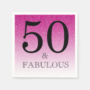 Pink Glitzer Ombre 50 und fabulous 50. Geburtstag Serviette