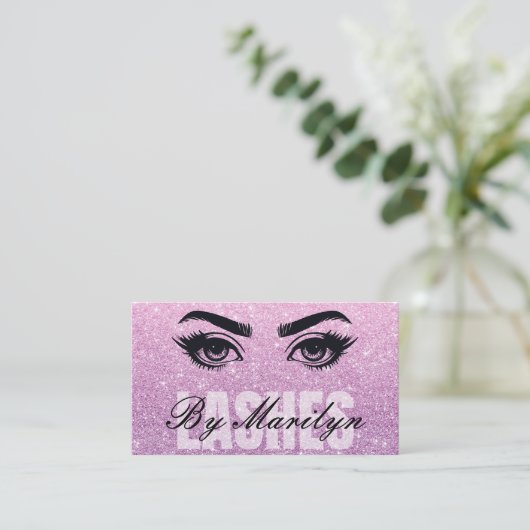 Pink Glitzer Ombre Lash Tech QR Code Scannable Visitenkarte (Stehend Vorderseite)