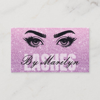 Pink Glitzer Ombre Lash Tech QR Code Scannable Visitenkarte