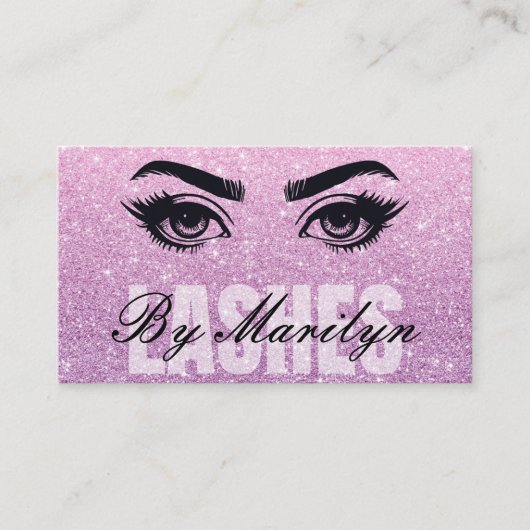 Pink Glitzer Ombre Lash Tech QR Code Scannable Visitenkarte (Vorderseite)