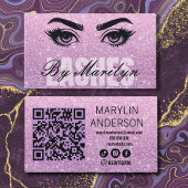 Pink Glitzer Ombre Lash Tech QR Code Scannable Visitenkarte