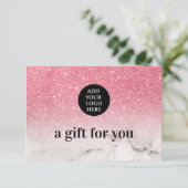 Pink Glitzer Ombre Marble laden Sie Ihr Logo hoch (Stehend Vorderseite)