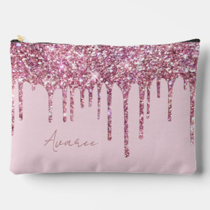Pink Glitzer Paint Tropfens Personalisiert Zubehörtasche
