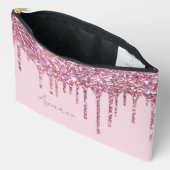 Pink Glitzer Paint Tropfens Personalisiert Zubehörtasche (Offen)