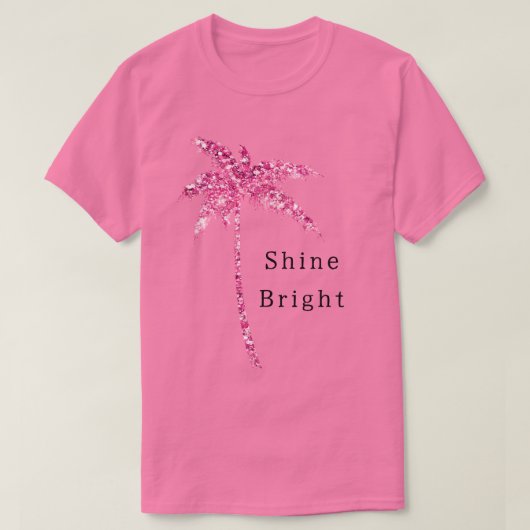 Pink Glitzer Palm Tree T-Shirt (Design vorne)
