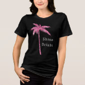 Pink Glitzer Palm Tree Tri-Blend Shirt (Vorderseite)
