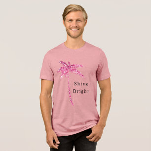 Pink Glitzer Palm Tree Tri-Blend Shirt