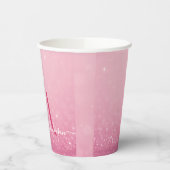 Pink Glitzer Paper Cup mit Name & Initialen Pappbecher (Links)