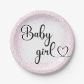 Pink-Glitzer-Papierplatte für Mädchen Pappteller (Vorderseite)