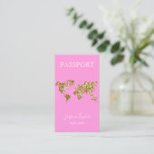 Pink Glitzer Pass World Map Boarding Pass Visitenkarte (Stehend Vorderseite)