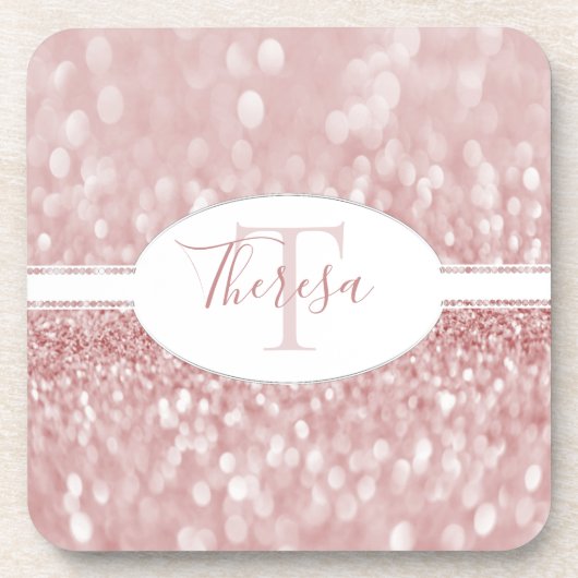 Pink-Glitzer personalisieren Plastik-Untersetzer Getränkeuntersetzer (Vorderseite)