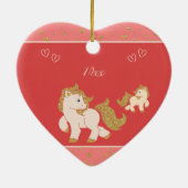 Pink Glitzer Ponies w Name Little Girl Keramik Ornament (Hinten)