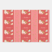 Pink Glitzer Ponys mit Vorname Little Girl Geschenkpapier Set (Vorderseite)