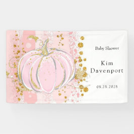 Pink Glitzer Pumpkin Girl Babydusche Banner