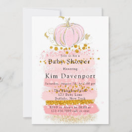Pink Glitzer Pumpkin Girl Babydusche Einladung