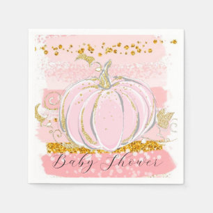 Pink Glitzer Pumpkin Girl Babydusche Serviette