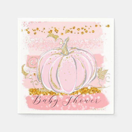 Pink Glitzer Pumpkin Girl Babydusche Serviette (Vorderseite)