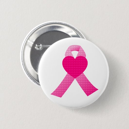 Pink Glitzer Ribbon Brustkrebs Bewusstseinsbildung Button (Vorne & Hinten)