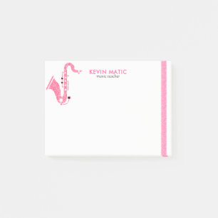 Pink Glitzer Saxophone Musiklehrer Vorlage Post-it Klebezettel